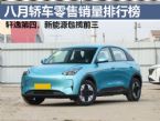8月轿车零售销量排行榜完整版 星愿蝉联冠军