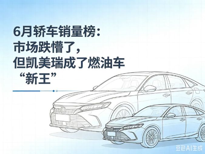6月轿车零售销量榜 18款车破万 凯美瑞第三