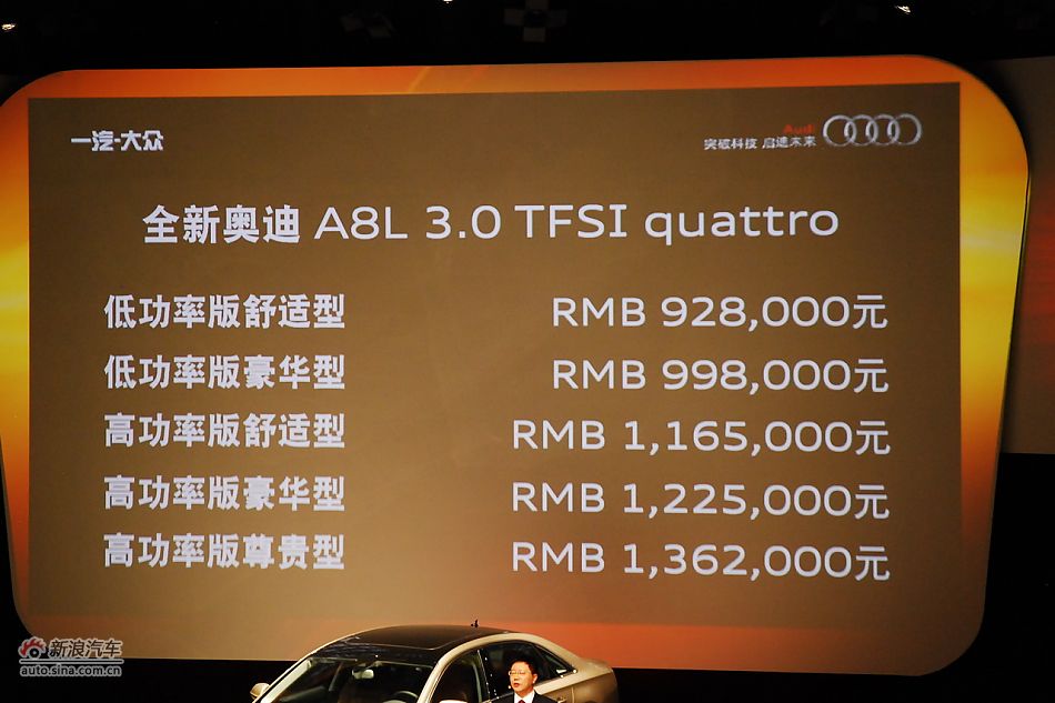 全新奥迪A8L上市实拍-奥迪A8L公布售价