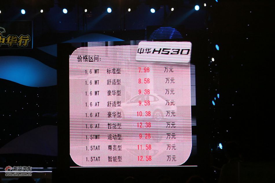 中华H530上市详细价格